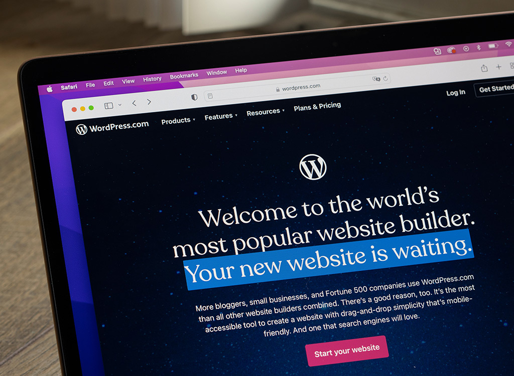 WordPress website builder welcome message