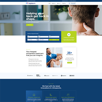 Homepage of a health and wellness website featuring a person receiving physical therapy, with a focus on neck pain relief and rehabilitation services. The design includes a clear navigation menu, service highlights, and a call-to-action button for booking appointments.